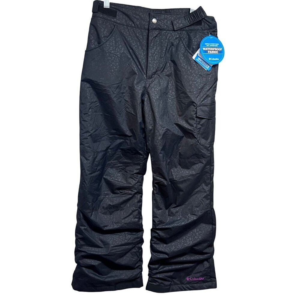 Columbia Womens Waterproof Cargo Ski Snowboard Lined Pants Black Gray Small New